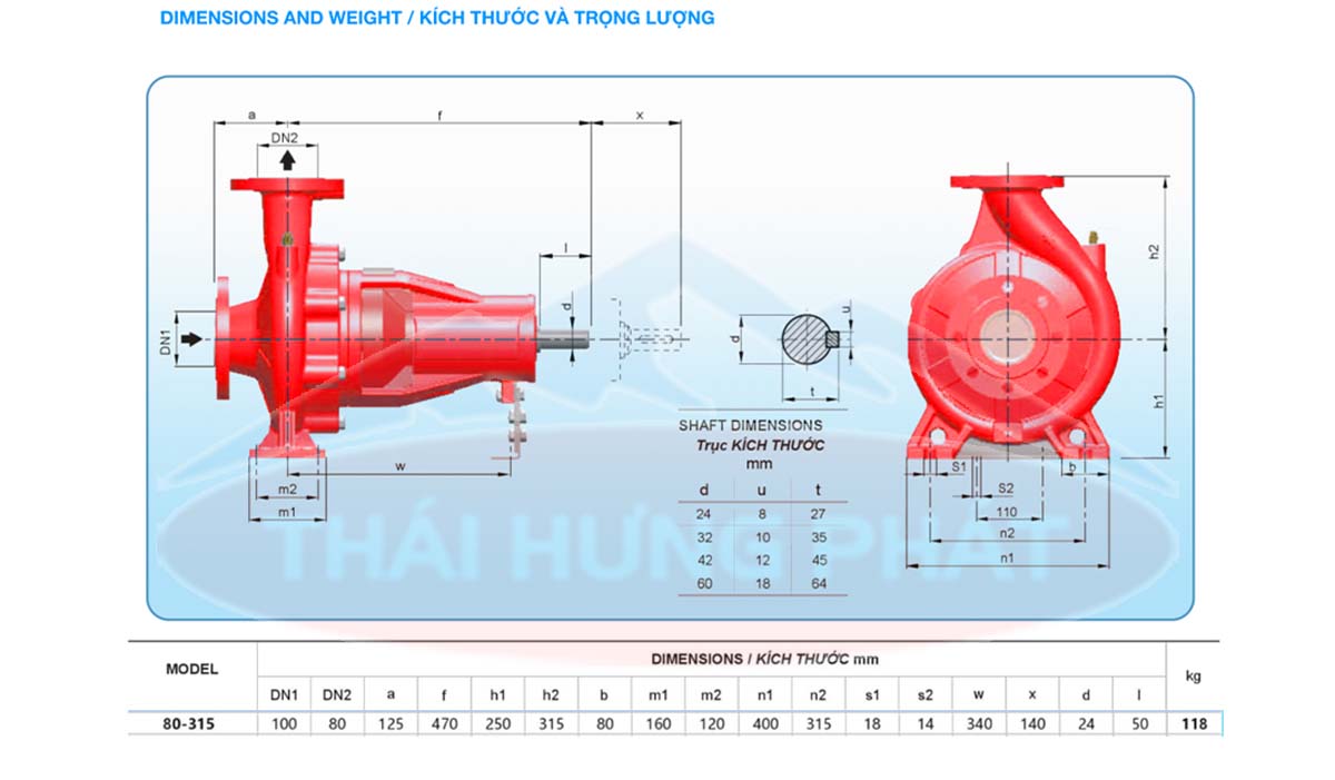 Máy bơm điện trục rời VNPY HLR80-315/45 45kW