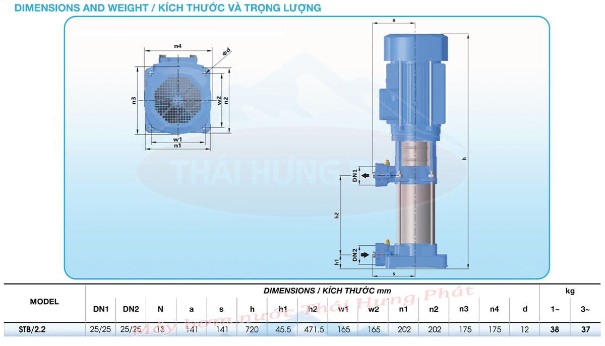Máy bơm trục đứng Stella STB/5.5 5.5kW